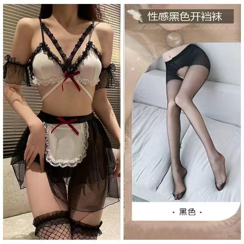 Image of Cherry temptation erotic underwear uniform seduction sexy pure desire free maid costume cute split maid suit